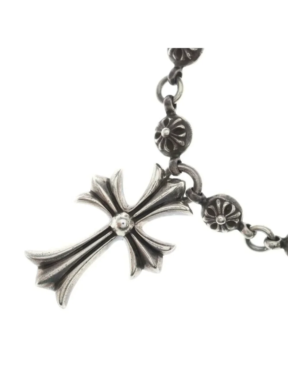 Chrome Hearts 1 Crsbl Chn Sml CH Crs Cross Ball Chain Small CH Necklace Silver
